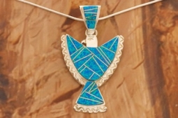 Navajo Artist Calvin Begay Sterling Silver Thunderbird Pendant